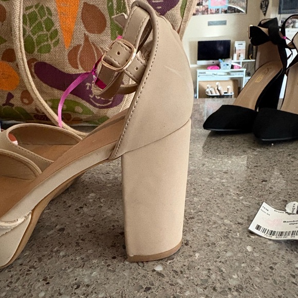 BAMBOO Nude Ankle Strap Heels - Picture 2 of 3